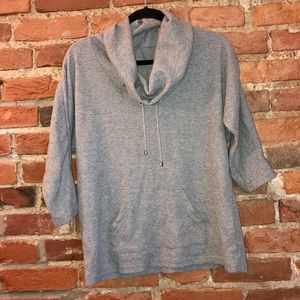 Pullover with Cowl Neck/Cropped Sleeves